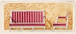 Design for a Canape with Red Upholstery against a Yellow Marbled Backdrop for Harold Brown Esq. (RI)