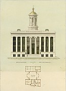Façade Design and Old Plan for the First Merchant's Exchange, New York  (unexecuted; front elevation and plan)