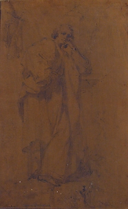 Standing Draped Male Figure, His Left Arm Resting on a Pedestal