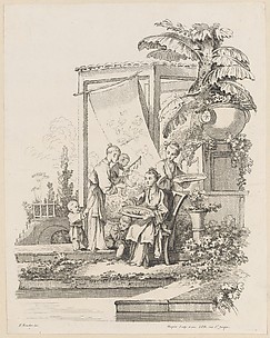 Seated Woman with Children and Servants