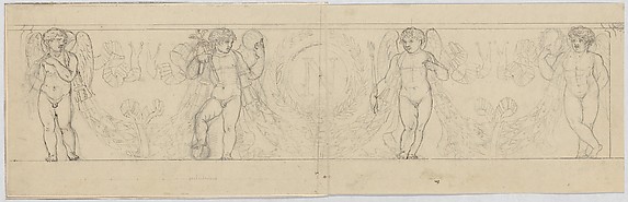 Design for a Frieze with Putti Supporting a Garland, with an 