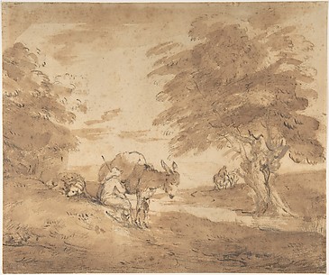 A Rest by the Way (Open Landscape with Figures, Donkey and Horses)