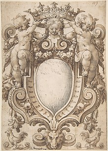 Coat of Arms (blank) with Two Putti Holding a Crown