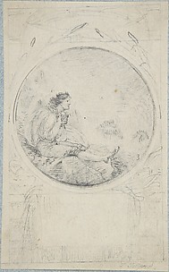 Seated man in circular medallion