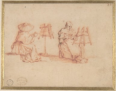 Two Women Winding Yarn