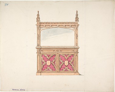 Design for Gothic Style Cabinet with Mirror