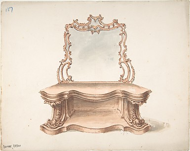 Design for Curvilinear Side Table with Mirror