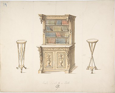 Design for a Bookcabinet and Two Pedestals