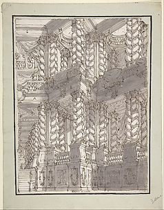Design for Stage Set with Double Storey of Torqued Columns and Balustrades.