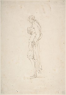 Sketched Caricature of a Standing Man Facing Left