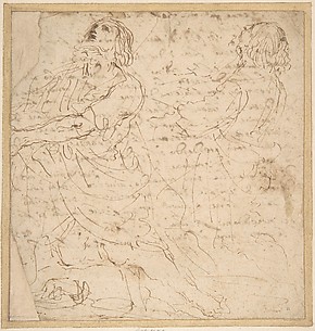 Two Studies of a Kneeling Male Figure.