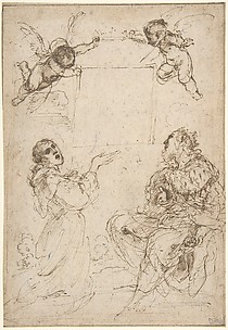 Saint Francis of Assisi and Saint Louis of France Venerating an Image of the Virgin.