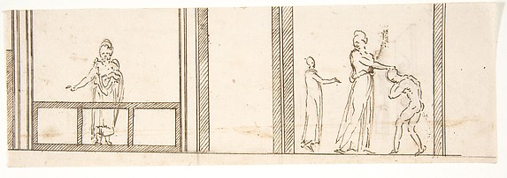 Unidentified building, ceiling or wall, painted frieze or decorative panels (recto) Unidentified building, cornice (verso)
