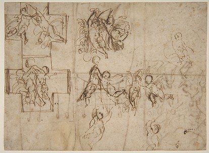 Studies of Flying Putti (recto); Composition Studies (verso)