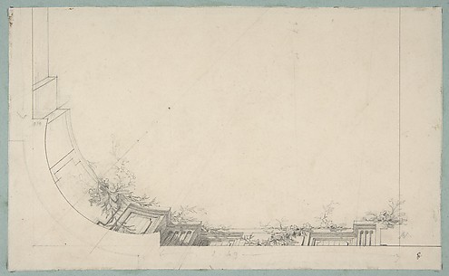 Partial design for a ceiling decorated with a trompe l'oeil balustrade
