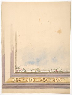 Design for a ceiling painted with clouds and flowering vines