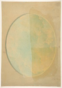 Oval design for a ceiling painted with clouds
