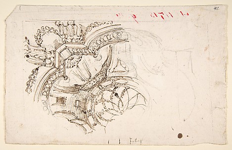 Study for the Decoration of a Vault (recto); Faint Sketches of Ornamental Patterns (verso)