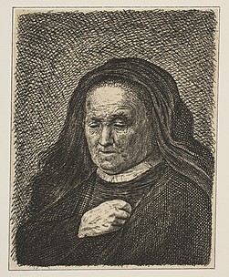Rembrandt's Mother with Hand on Chest: Small Bust (reverse copy)