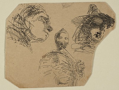 Two Female Heads and Standing Figure (from Sketches on the Coast Survey Plate)