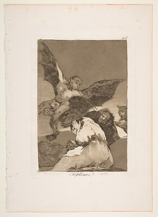 Tale-Bearers or Blasts of Wine (Soplones), from The Caprices (Los Caprichos), plate 48