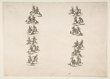 Twenty-four Cavaliers Fighting in Two Columns