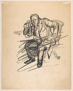 Seated Man on the Telephone (recto); Two Standing Men (verso)