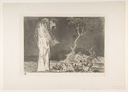 Soldiers Frightened by a Phantom, from the series, Disparates(Follies), or Proverbios, plate 2