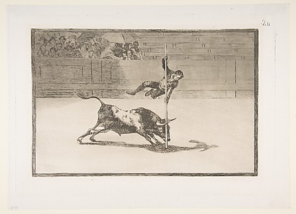 The Agility and Audacity of Juanito Apinani in the Ring at Madrid (Ligereza y atrevimiento de Juanito Apinani en la de Madrid), from The Bullfight, plate 20