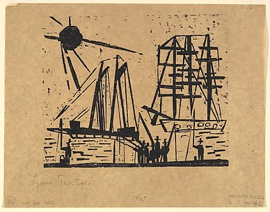 Anglers with Sun and Ships (Angler mit Sonne und Schiffen)