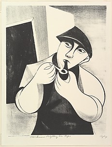 Workman Lighting his Pipe