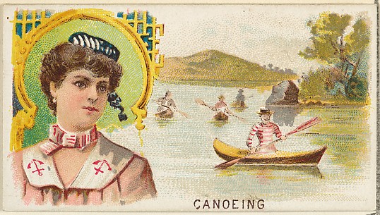 Canoeing, from the Games and Sports series (N165) for Old Judge Cigarettes