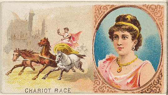 Chariot Race, from the Games and Sports series (N165) for Old Judge Cigarettes