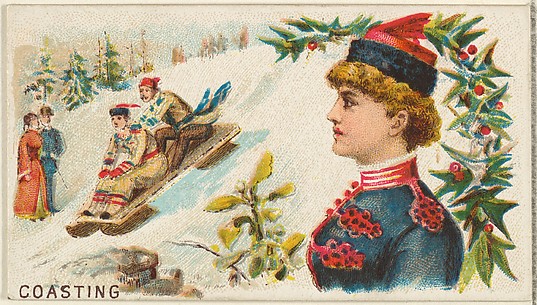 Coasting, from the Games and Sports series (N165) for Old Judge Cigarettes