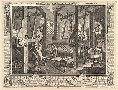 The Fellow 'Prentices at their Looms (Industry and Idleness, plate 1)