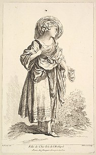 Fille de Cio isle de l'Archipel, from Recueil de diverses fig.res étrangeres Inventées par F. Boucher P.tre du Roy et Gravées par F. Ravenet (Collection of Various Foreign Figures, Devised by F. Boucher, Painter of the King and Engraved [etched] by F. Ravenet), plate 10
