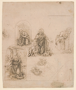 Designs for a Nativity or Adoration of the Christ Child; Perspectival Projection (recto); Slight Doodles (verso)