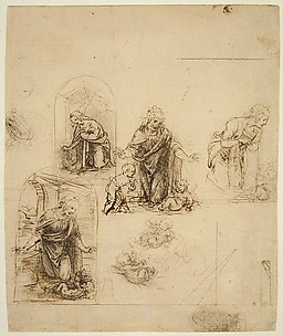Designs for a Nativity or Adoration of the Christ Child; Perspectival Projection (recto); Slight Doodles (verso)