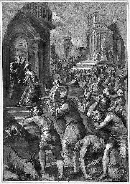 King Solomon Beholds the Ark of the Covenant Being Brought to the Temple
