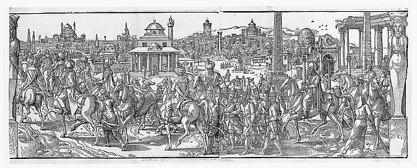 Procession of Sultan Süleyman through the Atmeidan from the frieze Ces Moeurs et fachons de faire de Turcz (Customs and Fashions of the Turks)