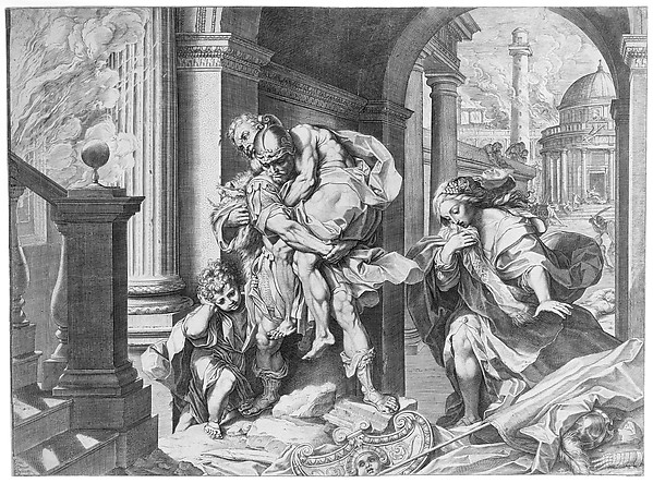Aeneas and his Family Fleeing Troy