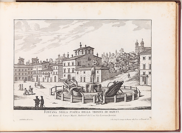 Fontana nella Piazza della Trinita de Monti (...). From 'La Fontane di Roma nelle Piazze e Luoghi Publici (...)'.