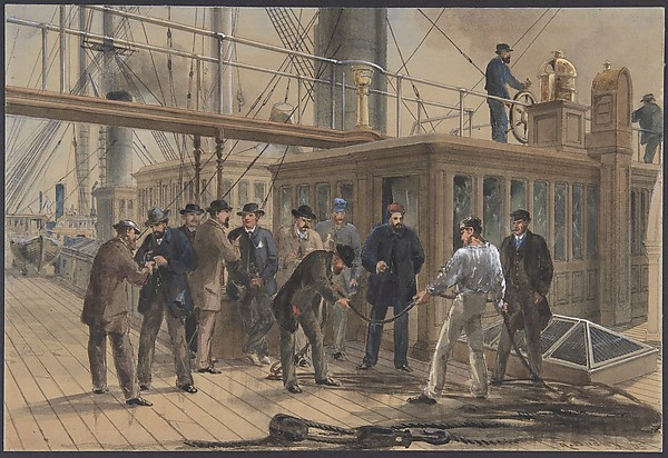 Searching for the fault after hauling back the cable from the bottom of the Atlantic, July 31st, 1865