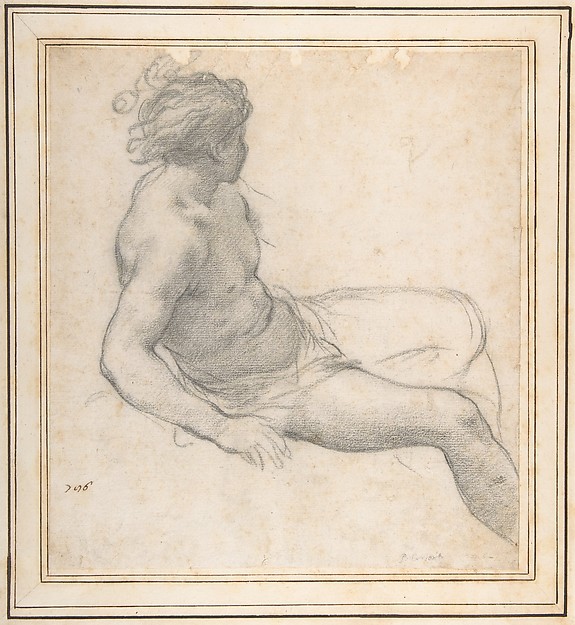Stunning Image of Pietro da Cortona and Study of a Seated Youth for the Age of Gold in 1637 