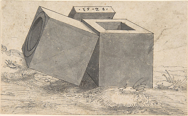 Perspectival Drawing with Three Cubes
