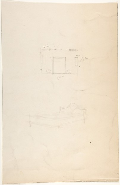 Floorplan of a Bedroom and Sketch of a Bed with 