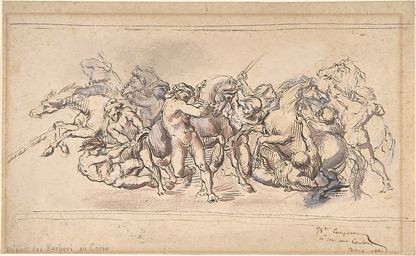 Start of the Race of the Barberi Horses, Rome