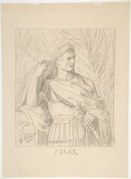 Amazing Historical Photo of Jean-Leon Gerome with Portrait of Julius Caesar in 1863 