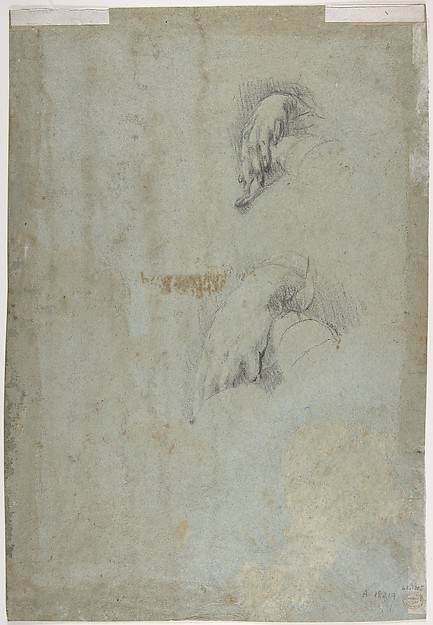 Head of a Pope(?) (recto); Two Studies of Left Hand (verso)