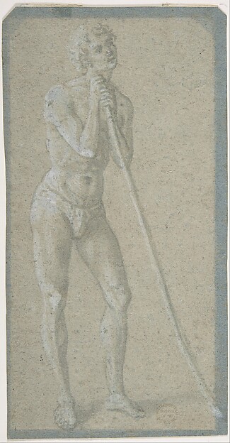 Standing Youth Leaning on a Long Staff (recto); Seated Man (verso)